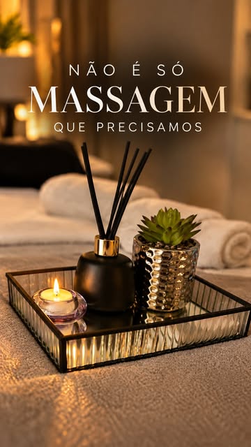 Sala de massagem com vela e difusor, vídeo do Instagram